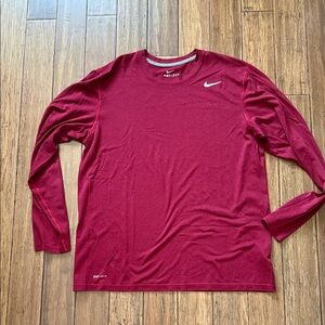 Nike Men's Burgundy Dri-FIT Long Sleeve Tee